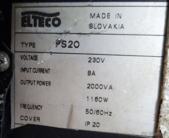 Predám záložný zdroj Elteco PS20 8A ,2000V A, 1180W - 4