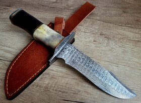 lovecký Damaškový nôž 28 cm BOWIE, ručně vyroben + pouzdro - 4