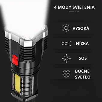 Prenosná LED baterka, 4 režimy - 4