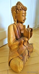 DREVENÝ MEDITUJÚCI BUDHA || 33 cm - 4