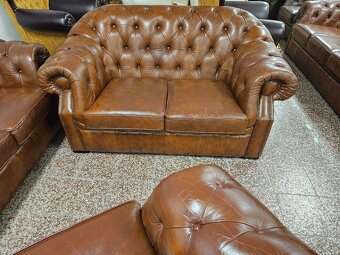 CHESTERFIELD ŠTÝL,HRUBOKOŽENÁ SEDAČKA,NEROZŤAHOVACIA - 4