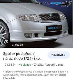 Skoda fabia Spoiler pod přední nárazník do 8/04 - 4