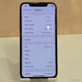 IPhone X 256 GB silver, 100% zdravie, dobrý stav - 4