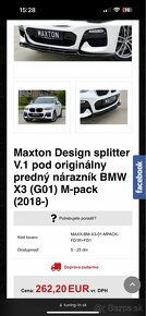 Predám predný spojler pod nárazník Maxton Design na BMW X3 - 4