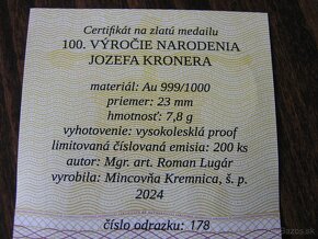 ZLATÁ MEDAILA : JOZEF KRONER 100.výročie narodenia - 4