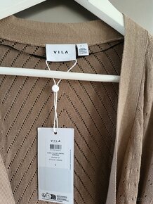 Vila hnedý voľný dlhý bavlnený cardigan M-L-XL - 4