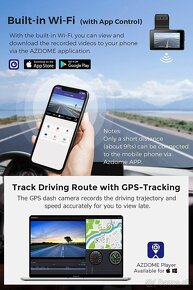 4K autokamera Azdome M63 dual s WiFi a GPS - 4