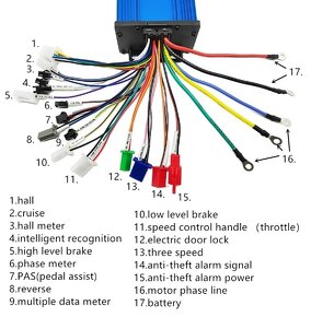 Kontroler pre elektrobicykel 36V-48V 2000W 40A max BLDC - 4