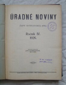 Uradné noviny župy Nitrianskej...2 kusy,rok 1924 a 1926. - 4