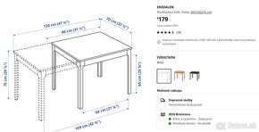 EKEDALEN Biely rozkladací stôl IKEA 80/120x70cm - 4