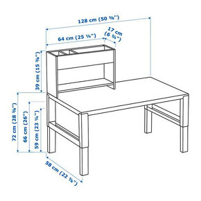 IKEA detsky stol PÅHL 128x58 cm modro-biely - 4