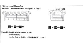 predám bielu, koženú sedaciu súpravu Chesterfield - 4