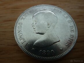 5 pesetas 1890 vo veľmi peknom stave - 4