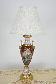 Zámecká stolní lampa se stínidlem - porcelán+bronz - 4