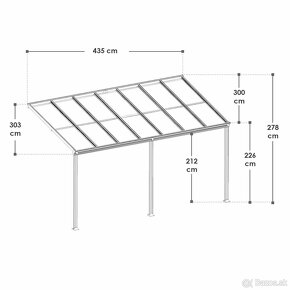 Hliníková pergola Borneo 4 x 3 a 6 x 3 -šedá a transparentná - 4