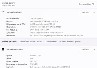 Herná zostava Intel Core i7-14700KF, 2TB, 12GB GPU - 4