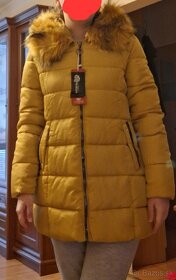 Zimna damska bunda horcicovej/zltej farby - 4