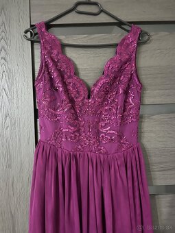 Magenta spoločenské šaty M/L - 4