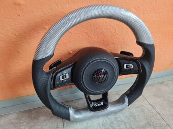 VOLANT VOLKSWAGEN R RLINE GTI - KOZA / BIELY KARBON - 4