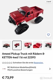 RC model terénneho auta PICKUP TRUCK 1/16 4WD 2,4G Červený - 4