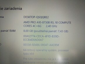 predám HP Elitebook 725 G4 , 128gb ssd , 8gb ram - 4