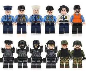 Figurky vojaci, hasiči, záchranári (12ks) typ lego - 4