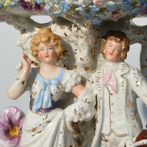 Starožitná žardiniera - porcelánová soška - 4