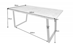 POZOR Jedálenský stôl drevený Loft 140cm a 160cm šedá a dub - 4