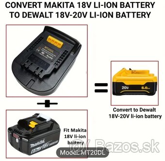 Adaptér/redukcia z batérie Makita 18V na stroj Dewalt - 4