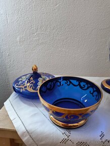 Modrá váza, cukornička a popolník - set - 4