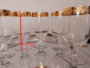 Retro sklenené poháre so zlatým zdobením, Bohemia - 4