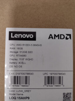 Herný ntb - Lenovo LOQ 15AHP9 Luna Grey - RTX 4060 NOVÝ - 4