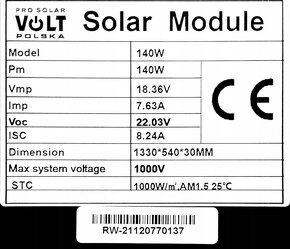Polykryštalický Fotovoltaicky Panel 140w - 4