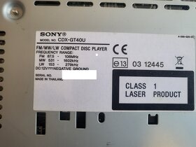 SONY CDX - GT40U, CD/USB/AUX, přípojka na D.O. - 4