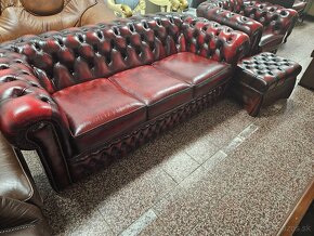 Chesterfield štýl,kožená dvojfarebná sedačka,nerozťahovacia - 4