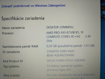 HP Elitebook 745 G4 ,podsvietená kláv. ,8gb ram ,bez baterky - 4