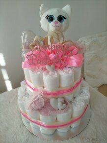 Plienková torta Happy Birthday Pink cat - 4