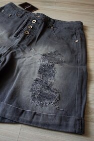 Rifľové šedé a modré krátke nohavice, M/L - 4