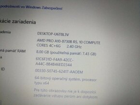 rozpredám plnefunkčný notebook Hp elitebook 725 g4 - 4