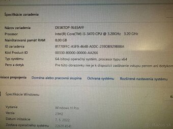 Počítač HP Intel i5-3470 4x3,30GHz.GT 730 2GB. 256gb SSD - 4