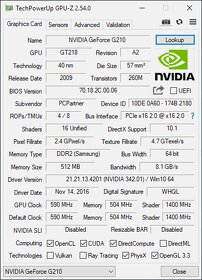 Predám grafické karty NVIDIA GeForce G210 512MB - 4