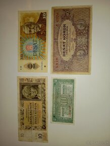 BANKOVKY 10 KČS 1927-1986, 4 RŮZNÉ EMISE, NEPERFOROVANÉ - 4