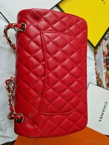 Nová luxusná kožená kabelka CHANEL double flap červená - 4