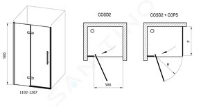 PREDÁM Ravak Cool sprchové dvere 120 cm výklopné čierna matn - 4