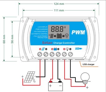 Solárny regulátor PWM RTD1220 12-24V/20A - 4