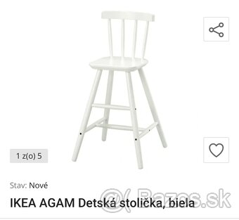 Detske stolicky IKEA AGAM biela - 4