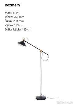 Predám stojacu lampu IKEA RANARP - 4