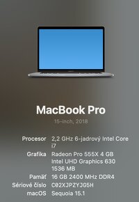 Macbook Pro 2018 15" 16 GB RAM Intel i7 256 GB Radeon Pro - 4