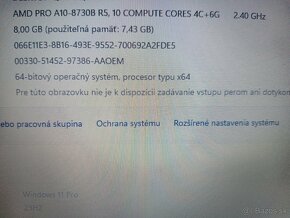 predám Hp elitebook 725 g4 , AMD PRO A10 , 8gb ram , Win 11 - 4