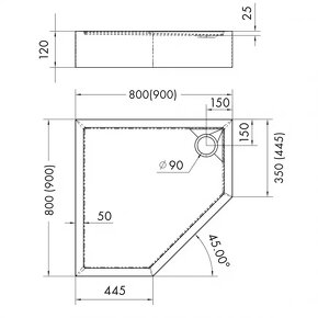 Sprchový kút TOTO 90X90X190 + päťuholníková vanička Espera - 4